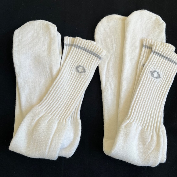 2 Pair Vintage Tube Sport Socks White w. Gray Stripe 24" Long New Old Stock NOS - Picture 4 of 4